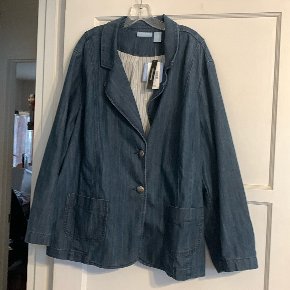 Liz & Me blue jeans blazer NWT